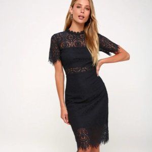 Lulu's Remarkable Navy Blue Lace Dress